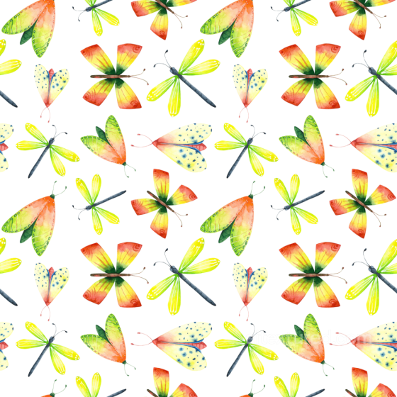 Dragonfly Texture of Colorful Watercolor Dragonflies Pattern Dragonfly texture preview