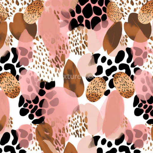 Seamless 3D PBR Leopard Print Textile Texture with Pink, Brown & Black Blotches