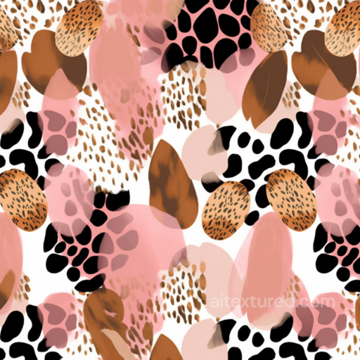 Leopard Print Textile Texture with Pink, Brown & Black Blotches seamless Leopard Print PBR texture