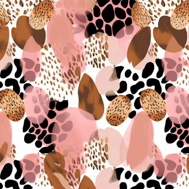 Leopard Print Textile with Pink, Brown & Black Blotches seamless PBR texture preview