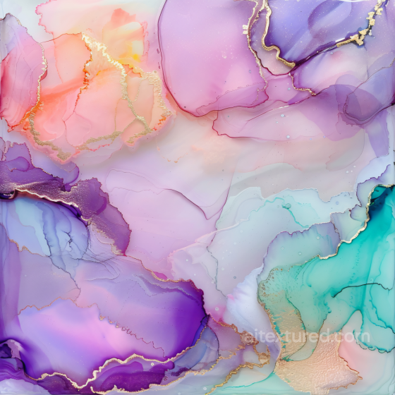 Alcohol Ink PBR Texture Featuring Pastel Hues and Shimmering Gold Veins Alcohol ink texture preview