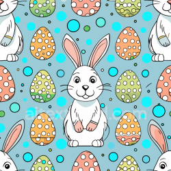 seamless Seamless 3D PBR Texture of Cute Easter Bunnies and Colorful Polka Dot Eggs texture 8k free download PBR