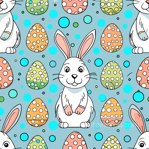 All Easter Digital paper Texture of Cute Easter Bunnies and Colorful Polka Dot Eggs seamless All Easter Digital paper PBR texture
