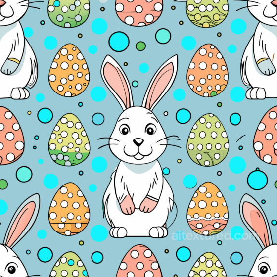 All Easter Digital paper Texture of Cute Easter Bunnies and Colorful Polka Dot Eggs All Easter Digital paper texture preview