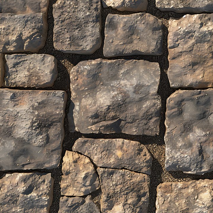 Weathered Stone Pavement with Natural Cracks and Earthy Tones Asphalt seamless PBR texture preview