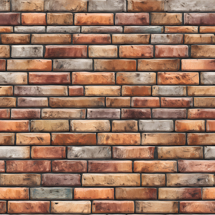 Weathered Cracked Brick Wall in Warm Tones seamless PBR texture preview