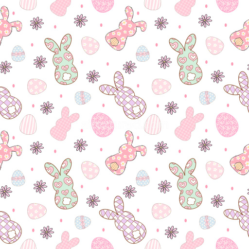Pattern Bundle - Seamless 3D Pattern PBR Texture with Easter Bunny Motifs and Decorative Eggs texture preview