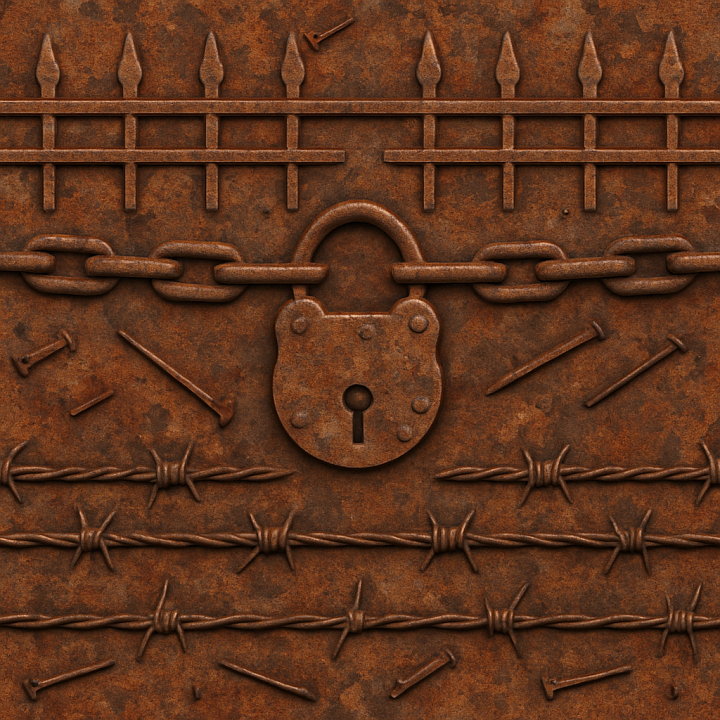 Rusty Iron With Oxidized Metal For Haunted Iron Fences seamless PBR texture preview