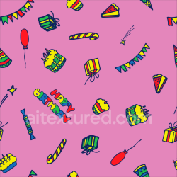 seamless Seamless 3D PBR Birthday Gift Wrap Texture with Cute Festive Icons on Pink texture 8k free download PBR