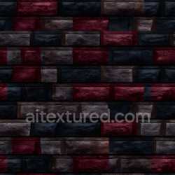 seamless Seamless 3D Cracked Brick Wall PBR Texture with Dark Red and Black Tones texture 8k free download PBR