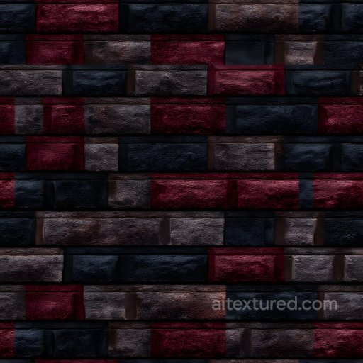 Cracked Brick Wall PBR Texture with Dark Red and Black Tones seamless Brick PBR texture