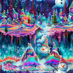 seamless Seamless 3D PBR graffiti texture featuring colorful snowman and icicle mural texture 8k free download PBR