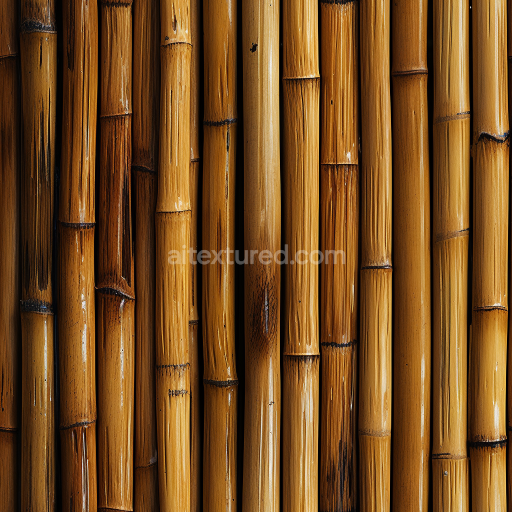 Seamless 3D PBR Texture of Glossy Vertical Bamboo Culms with Natural Variations