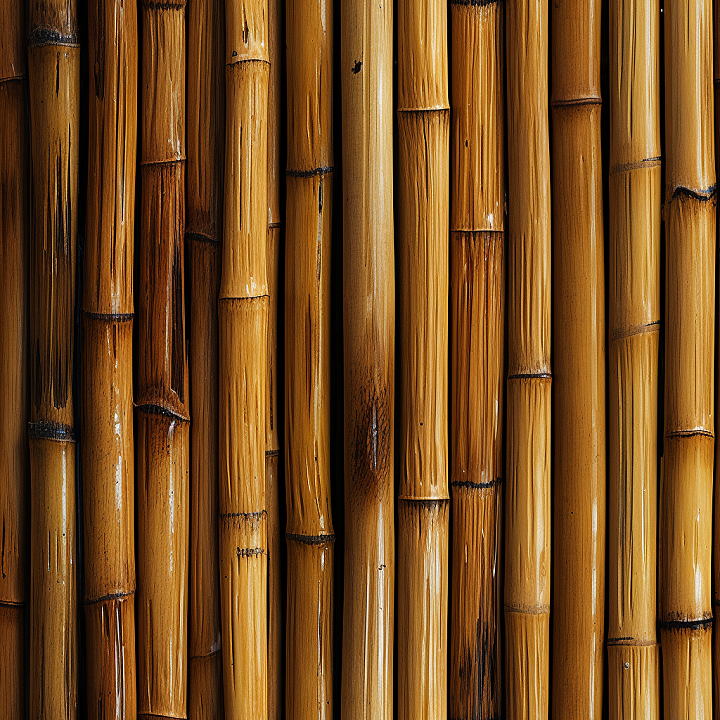 Glossy Vertical Bamboo Culms with Natural Variations seamless PBR texture preview