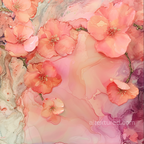 Alcohol Ink PBR Texture Featuring Soft Pink Floral Swirls and Fluid Marbling Alcohol ink texture preview
