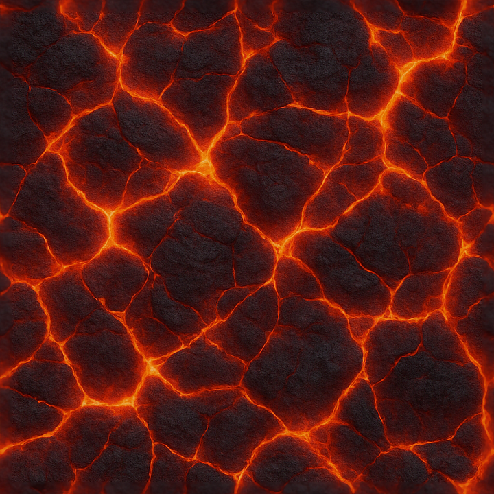 Molten Lava Crust With Magma Flow Details seamless PBR texture preview