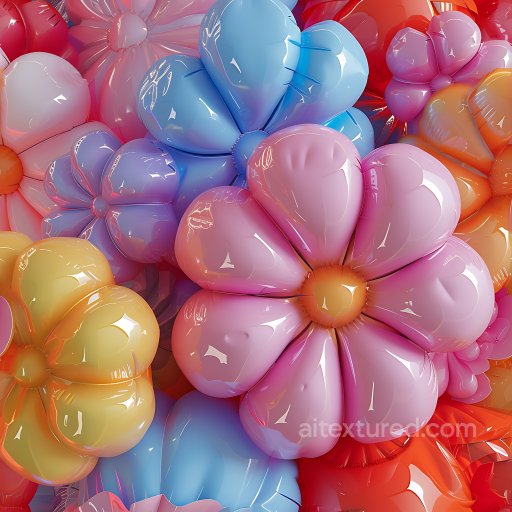 Inflated PBR Texture with Glossy Multicolor Inflated Vinyl Flower Panels seamless Inflated PBR texture
