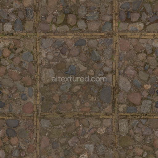 Patterned Stones — Rough Cobblestone Cobblestones Weathered Rough Cobblestone — PBR seamless 3D texture