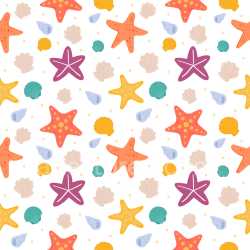 Pattern Bundle - Seamless 3D Pattern PBR Texture with Colorful Starfish and Shell Motifs texture preview