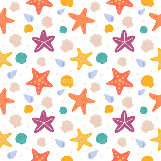 Pattern Bundle - Seamless 3D Pattern PBR Texture with Colorful Starfish and Shell Motifs texture preview