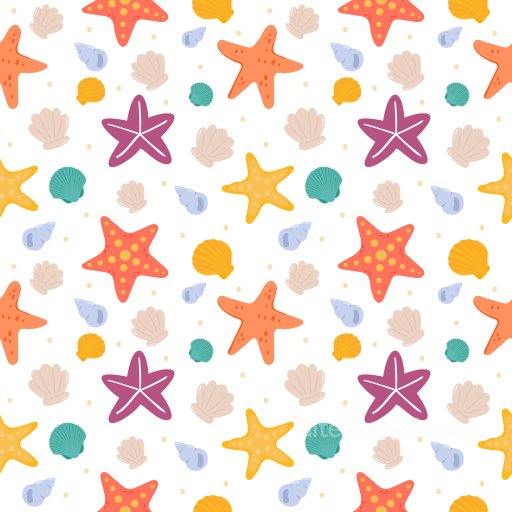 Pattern PBR Texture with Colorful Starfish and Shell Motifs seamless Pattern Bundle PBR texture