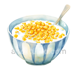 seamless Watercolor Style Sweet Corn Cereal Breakfast Bowl Illustration texture 8k free download PBR