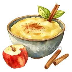 seamless Watercolor Style Breakfast Applesauce Bowl with Cinnamon Sticks and Apple texture 8k free download PBR