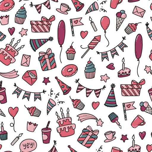 Cartoon-Style Birthday-Themed Pattern Texture With Gifts And Cakes seamless Birthday PBR texture