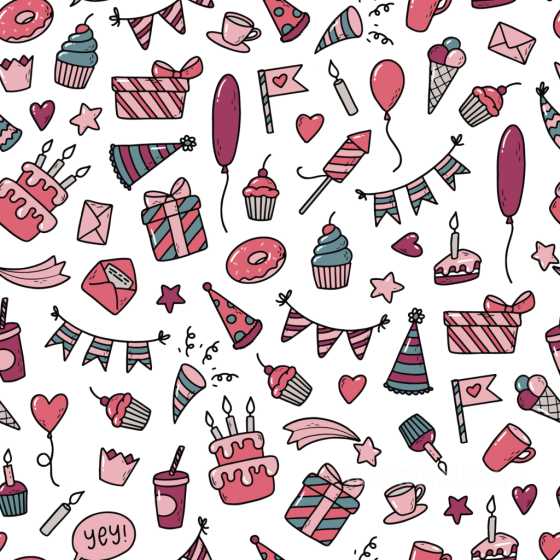 Cartoon-Style Birthday-Themed Pattern Texture With Gifts And Cakes Birthday texture preview