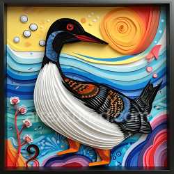 seamless Seamless 3D PBR texture featuring stylized Common Loon feather pattern with abstract layered colors texture 8k free download PBR