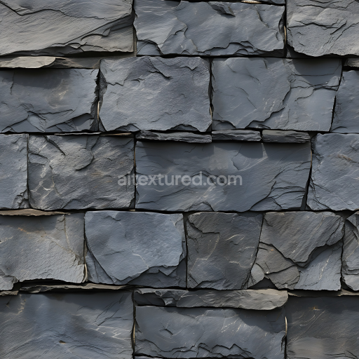 Seamless 3D Slate Stone Wall PBR Texture with Rough Layered Slate Plates