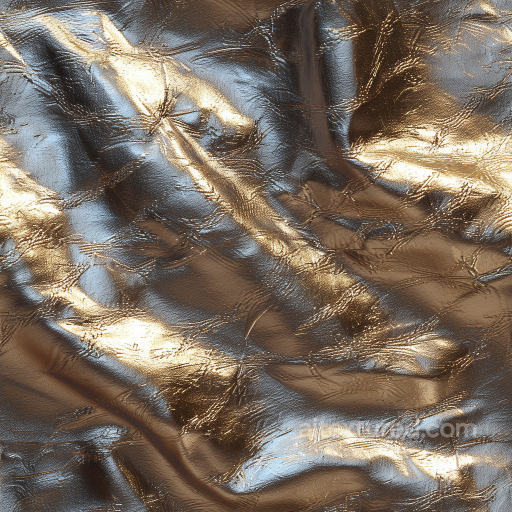 Glossy Metallic Gold Leather Texture With Deep Wrinkles And Fine Grain seamless Leather PBR texture