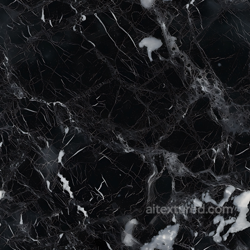 Black Marble Texture with Fine White Veins and Polished Finish seamless Marble PBR texture