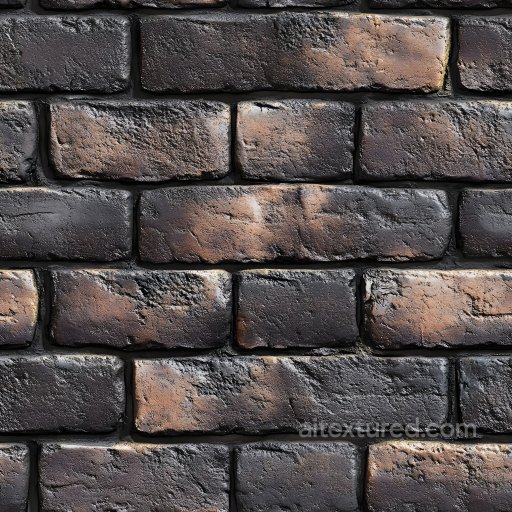 cracked brick wall PBR texture with rough weathered surface and dark color tones seamless Brick PBR texture