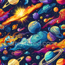 seamless Seamless 3D Stylized Space PBR Texture with Vibrant Planets & Cosmic Clouds texture 8k free download PBR