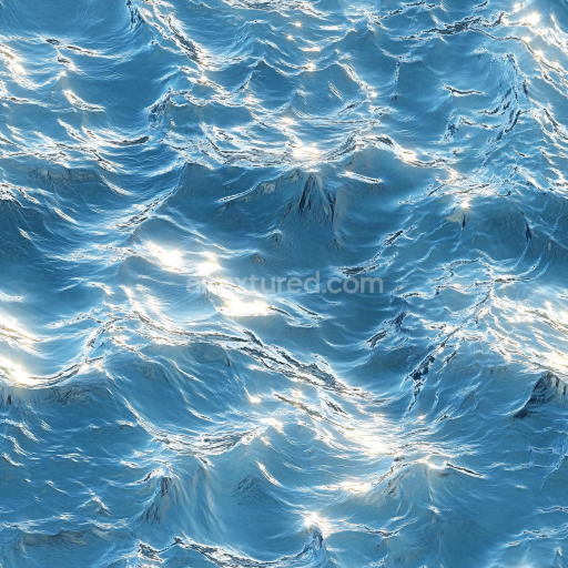 Preview — Seamless 3D PBR Texture of Realistic Ocean Surface With Dynamic Waves and Sun Highlights