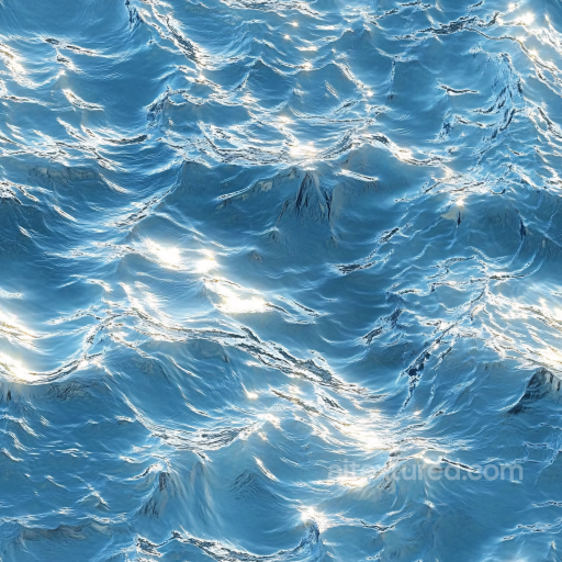 Water Texture of Realistic Ocean Surface with Dynamic Waves and Sun Highlights seamless Water PBR texture