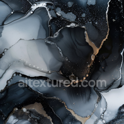 seamless Seamless 3D Alcohol Ink PBR Texture Featuring Black, Grey, and Gold Veins with Fluid Organic Flow texture 8k free download PBR