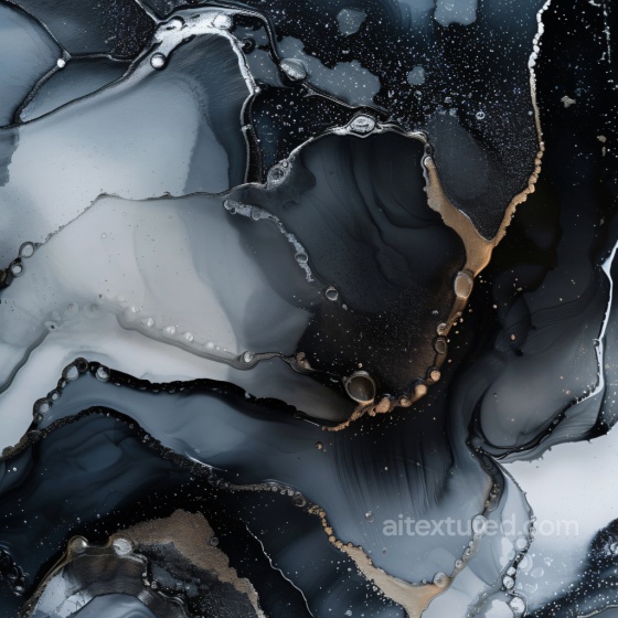 Alcohol Ink PBR Texture Featuring Black, gray, and Gold Veins with Fluid Organic Flow Alcohol ink texture preview