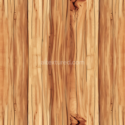 Seamless 3D PBR Texture of Rustic Hickory Wood Planks with Knots and Cracks