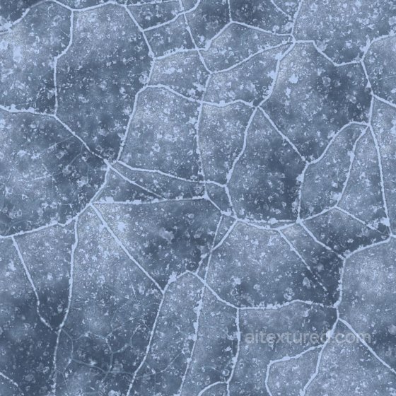 Frozen Icy Surface of Lake or Pond with Cracks and Frost | Free PBR Ground surface texture preview