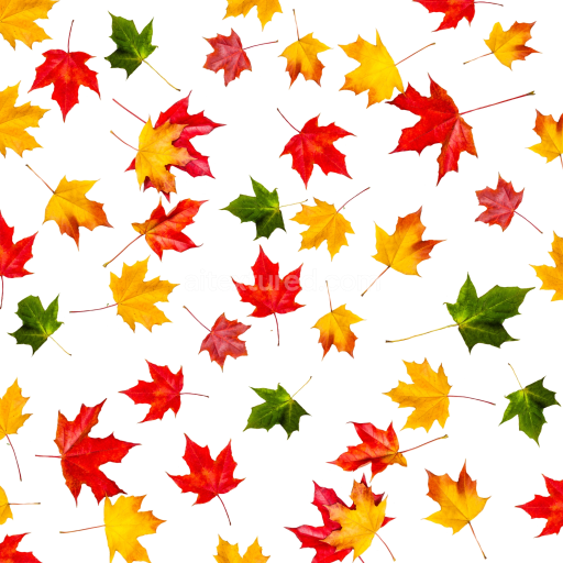 Seamless 3D PBR Texture Featuring Colorful Autumn Maple Leaves on White Background