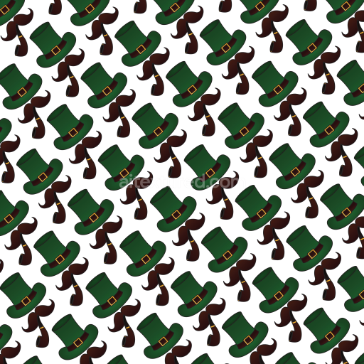 Seamless 3D PBR Texture of Green St Patrick Hats with Brown Mustaches