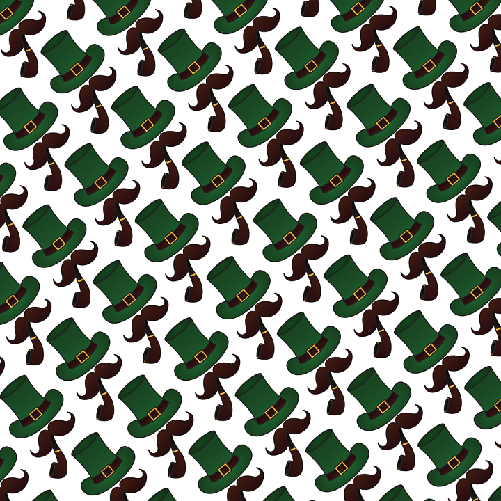 St Patrick Digital Paper Bundle of Green St Patrick Hats with Brown Mus… seamless PBR texture preview
