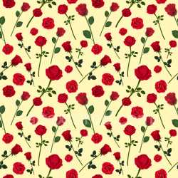 Pattern Bundle - Seamless 3D PBR Pattern Texture Featuring Realistic Red Rose Floral Motifs on Pale Yellow… texture preview