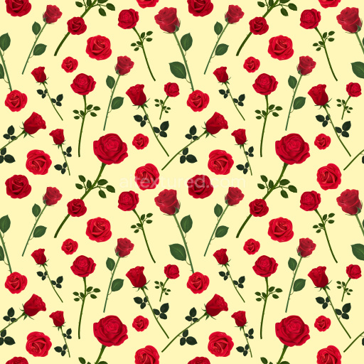 Pattern Bundle - Seamless 3D PBR Pattern Texture Featuring Realistic Red Rose Floral Motifs on Pale Yellow… texture preview