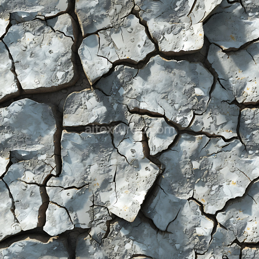 Seamless 3D Cracked Plaster PBR Texture Featuring Peeling White Paint and Deep Fractures