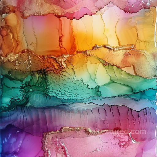 Alcohol Ink PBR Texture with Vibrant Rainbow Waves and Fluid Marbling texture preview
