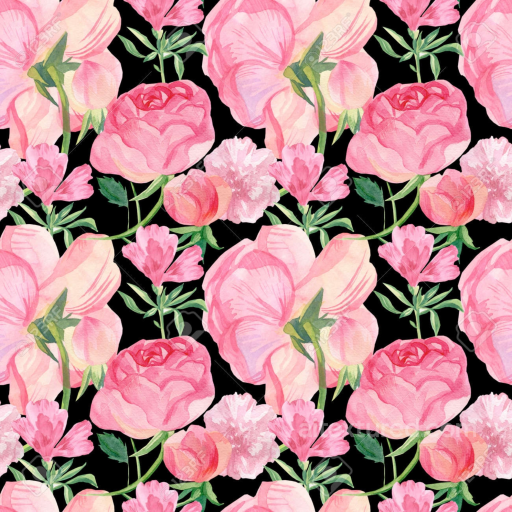 Pink Flower Pattern Seamless Texture with Watercolor Floral Design seamless Pink Flower PBR texture