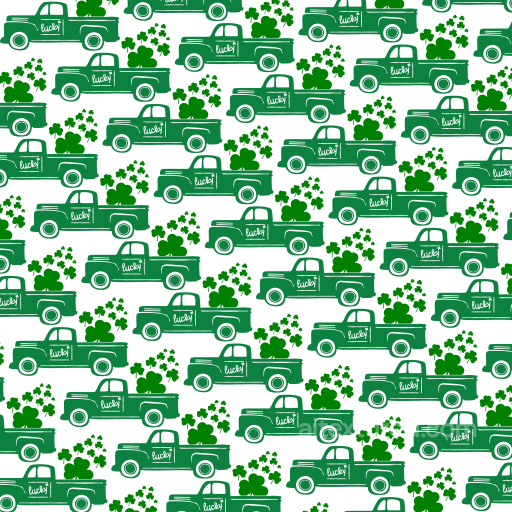Digital Paper Texture with Green Trucks and Shamrocks seamless St patrick digital paper bundle PBR texture